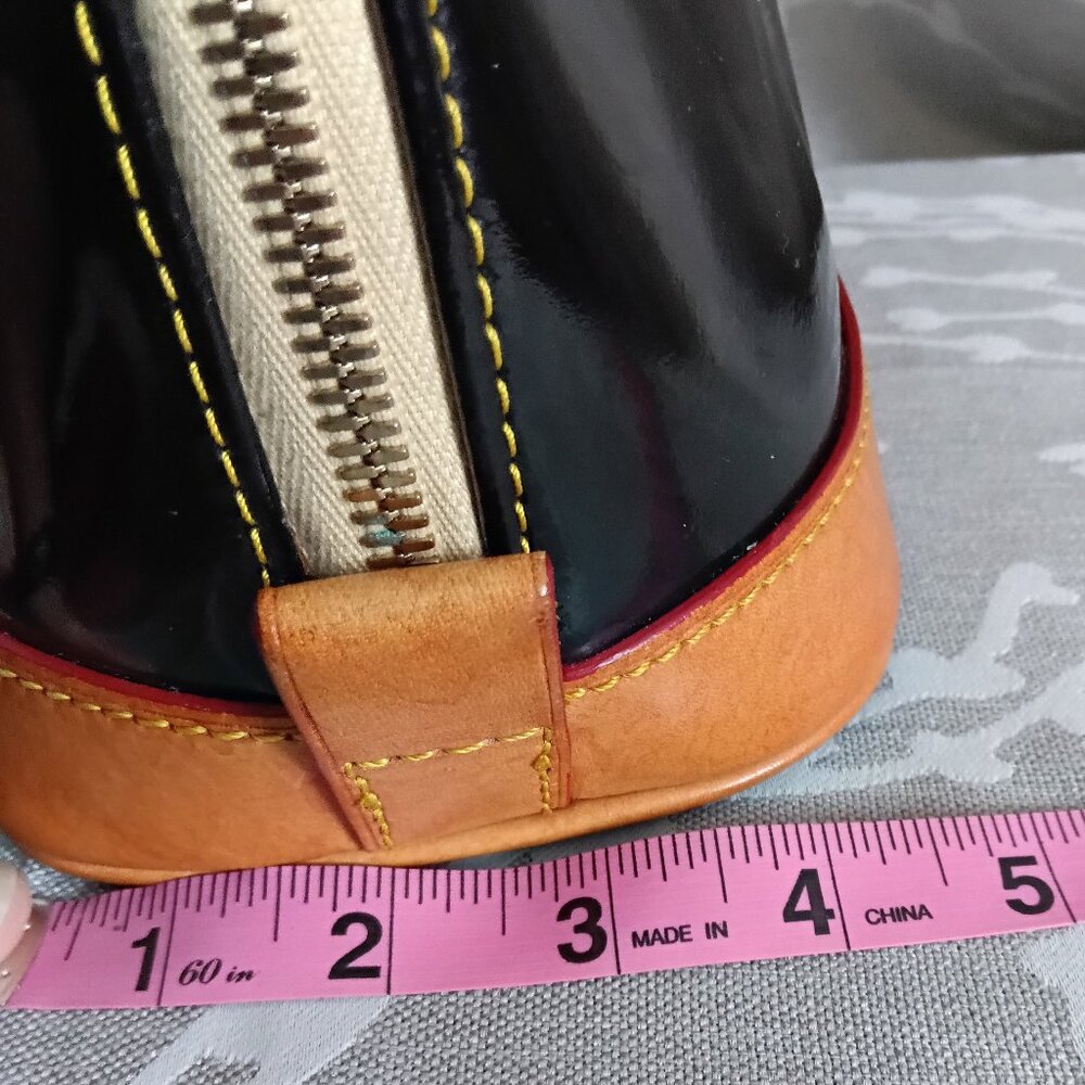 Dooney & Bourke Black and Tan Patent Leather Satchel - Picture 14 of 15